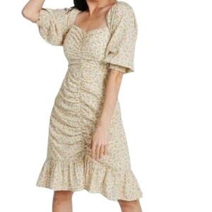 Piper and Scoot Lush Savannah Floral Ruched Dress Yellow Size XL